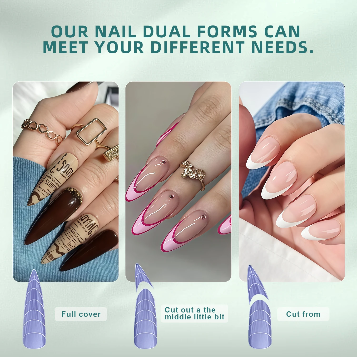 Nailpop Color Nail Dual Form Set Acrylic Extension Nail Forms Fake Nail Tips Gel Molds Full Cover Top Forms 288/120/122pcs