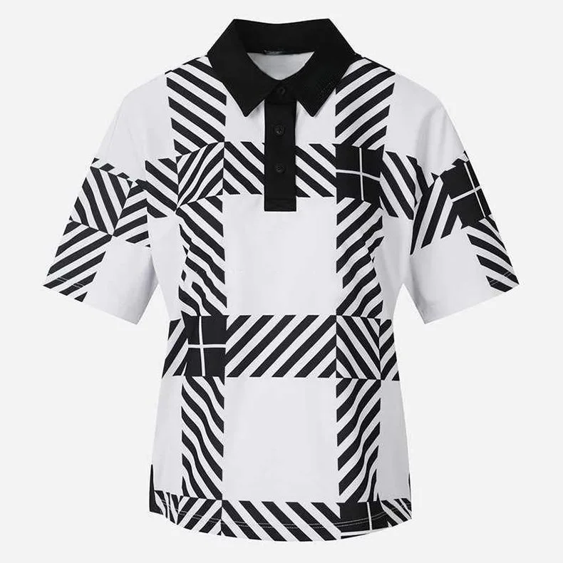 

Women's Golf Apparel: New Arrival Collared Knit Short-Sleeve T-Shirt—Quick-Dry, Slim-Fit, Comfortable Top