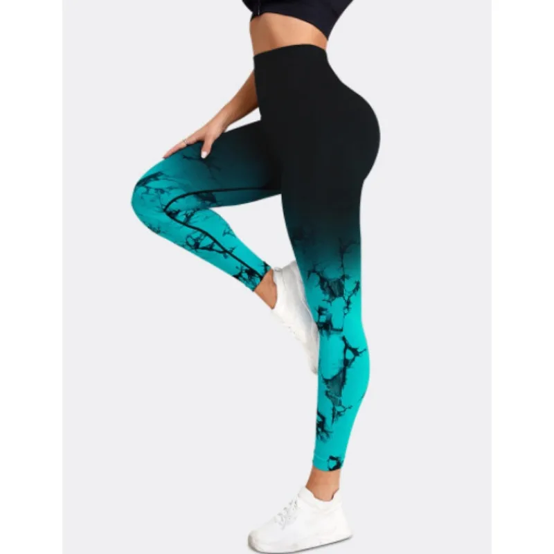 Leggings senza cuciture pantaloni da Yoga donna Push Up sport Fitness Joggings gradiente vita alta allenamento in palestra Scrunch Butt Leggings da