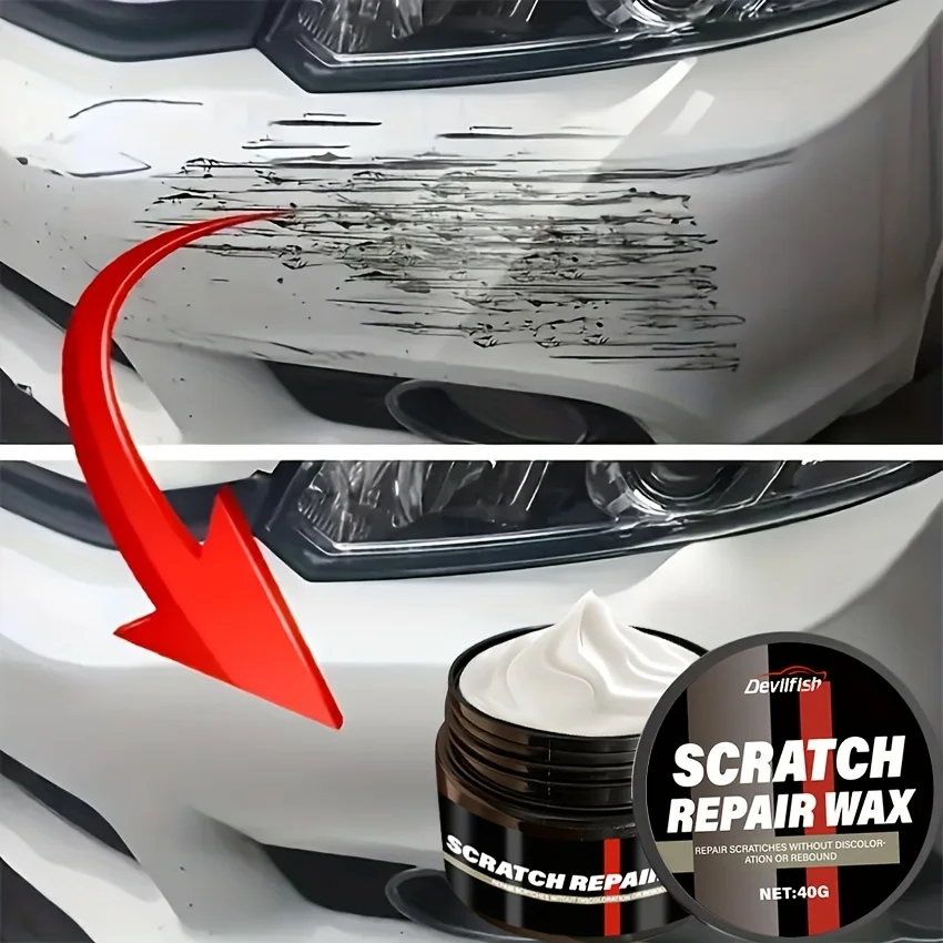 Car Scratch & Swirl Remover Wax Kit with Sponge 40g - Effortlessly Restores Paint Shine | Quick Fix Polish for Minor Scratches