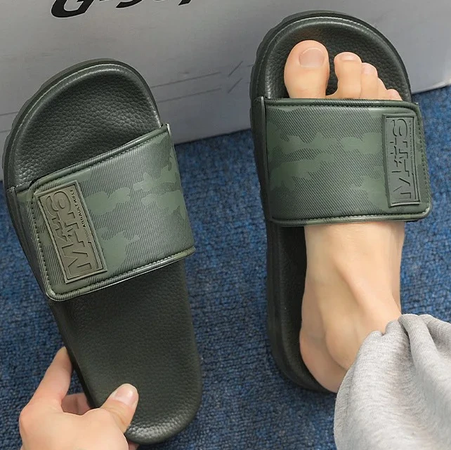 

Spring and Summer Trend Fashion Wear Super Soft Slippers 2026 Men's Velcro Air Cushion Personality All Casual One Word Slippers