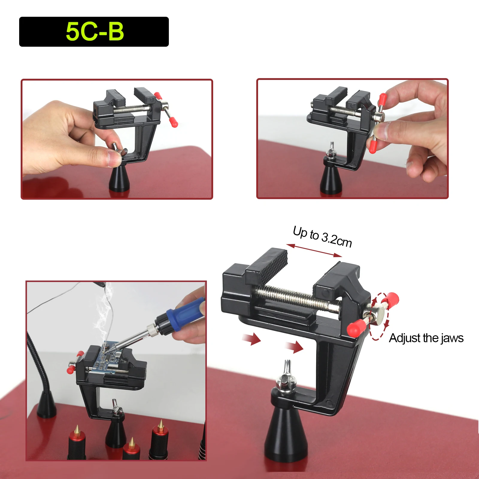 NEWACALOX Soldering Third Hand Tool PCB Holder with Magnetic 4Pcs Flexible Arms Crafts Jewelry Welding Workshop Helping Station