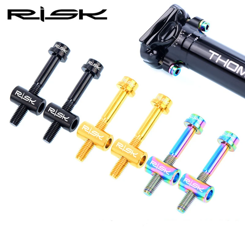 RISK Seat Rod Titanium Alloy Screw Seatpost Fixing Screw M5x30/40mm 2Pcs Bike Seat Post Fixed Bolts TC4 Titanium