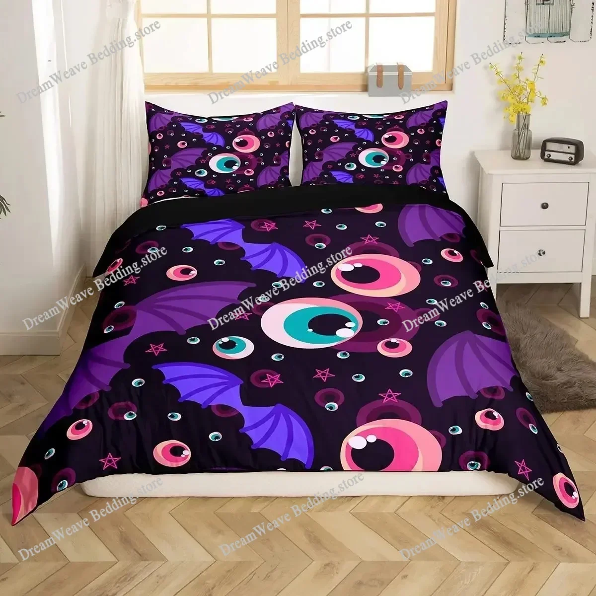 Eyes Comforter Bedding Set Bohemian Hippie Water-Drop Duvet Cover Boho Nazar Amulet Mysterious Polyester Quilt Cover Luxury Gift 6