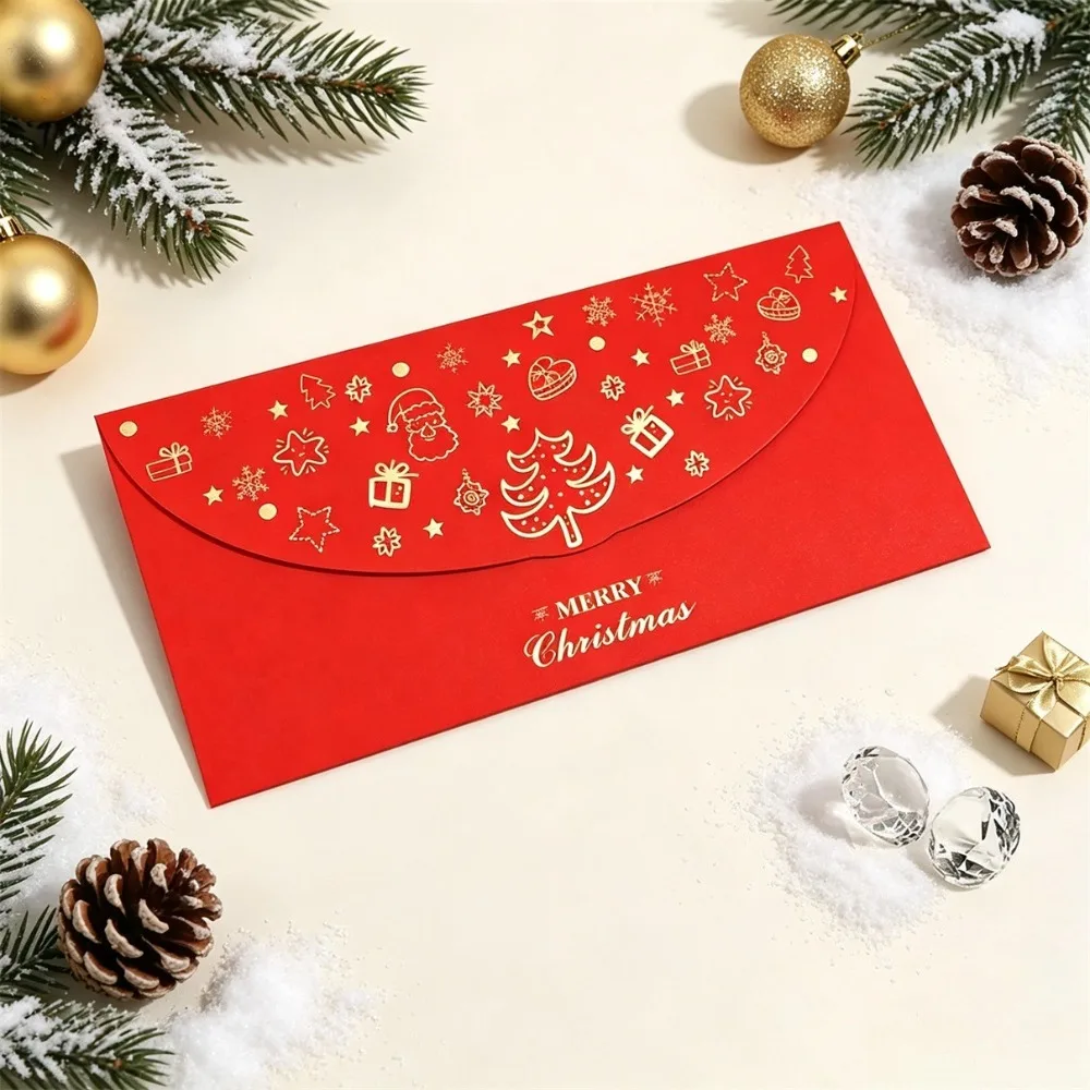 5/10 Pcs Hot Stamping Christmas Red Envelopes, Cash Gift Packets for Holiday New Year Party