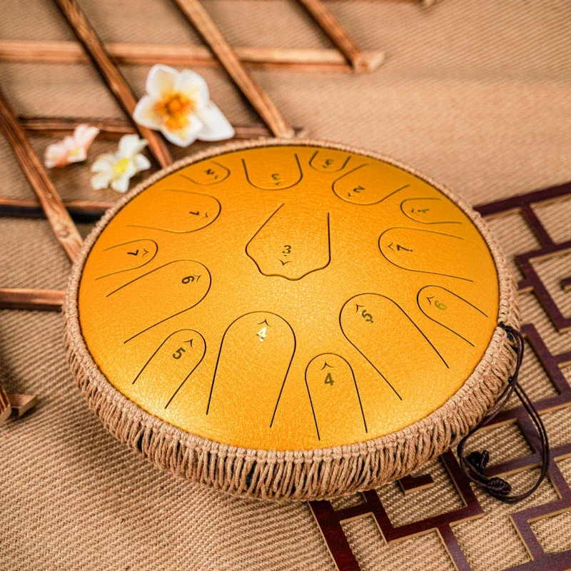 Professional Steel Tongue Drum 14 Inch 15 Notes Meditation Music Drums Ethereal Drum Sound Healing Beginners Percussion Gifts