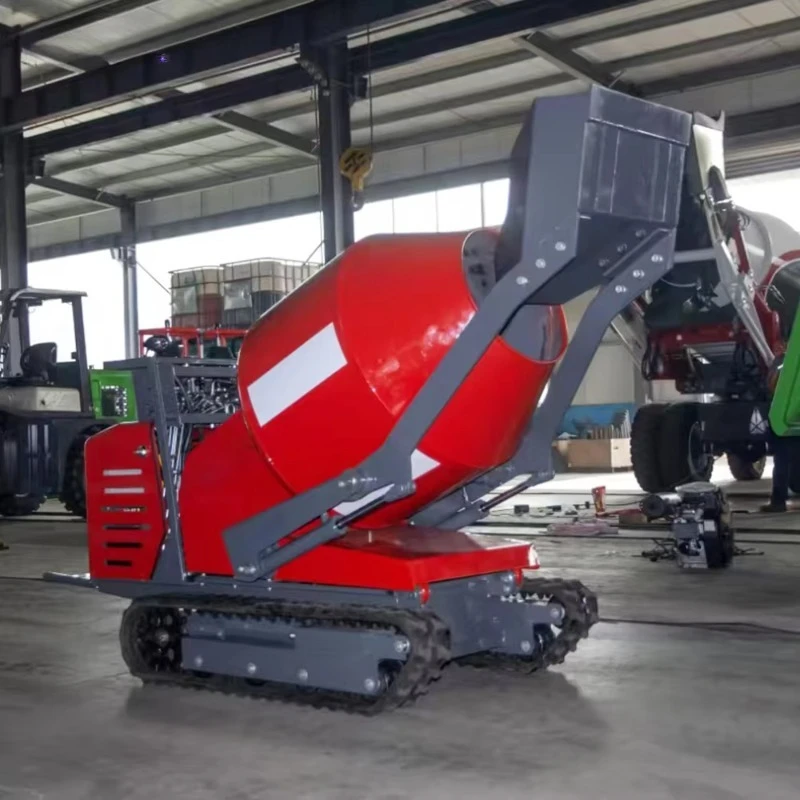 Portable Tracked Concrete Mixer 300L Mixing Tank 750kg Load Capacity Dumper with Mixer Construction Use for Rugged Terrain