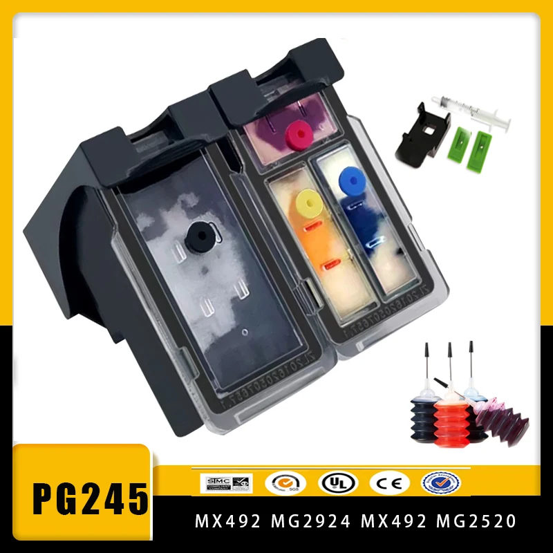 Vliaxh Refillable PG245 CL246 Ink Cartridge 245XL 246XL Replacement for Canon Pixma iP2820 MX492 MG2924 MX492 MG2520 Printer