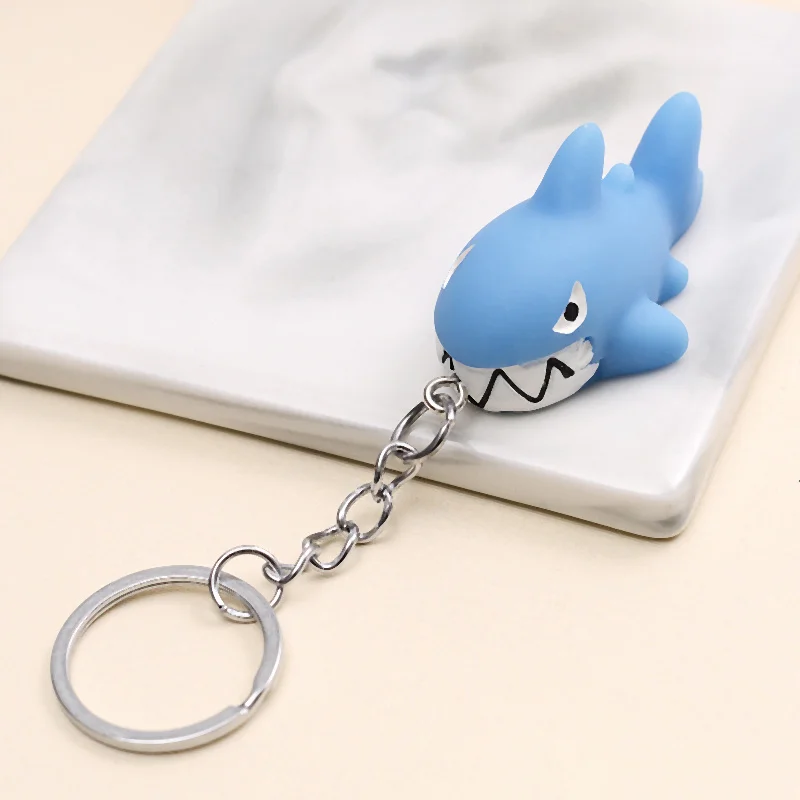 4/8 Pieces of Random Styles Cartoon Animal Keychains Interesting Lion, Shark, Crocodile, Dog Rubber Key Chains Car Key Rings Bag Charms Gifts