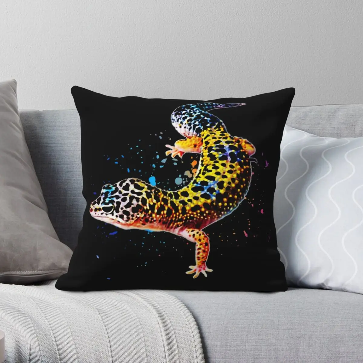 

Leopard Gecko Reptile Pillowcase Polyester Linen Velvet Creative Zip Decor Pillow Case Sofa Seater Cushion Cover 45x45