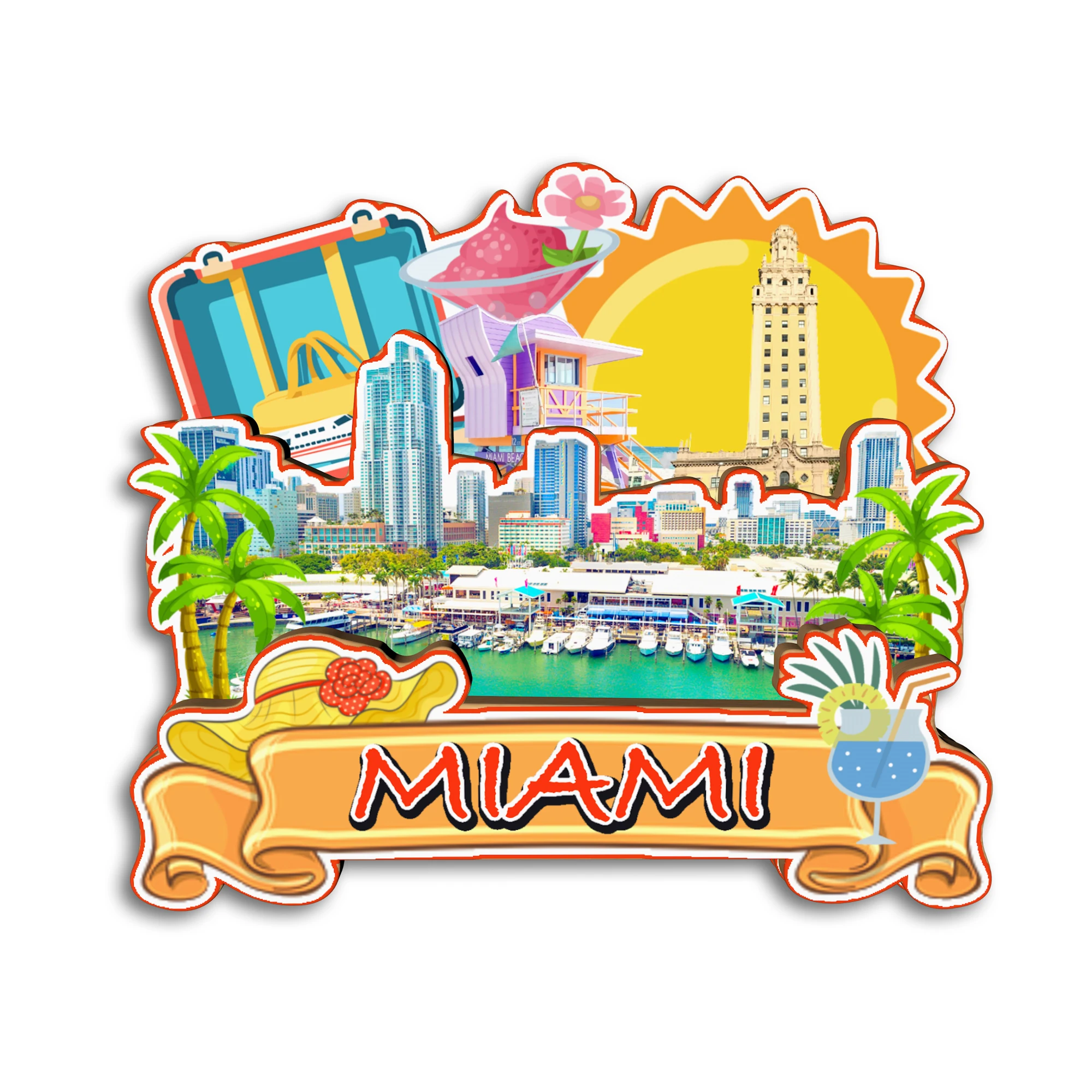 ميامي تامبا أورلاندو جاكسونفيل فلوريدا الولايات المتحدة الأمريكية مغناطيس الثلاجة هدية تذكارية للسفر ديكور هاندماردي #4