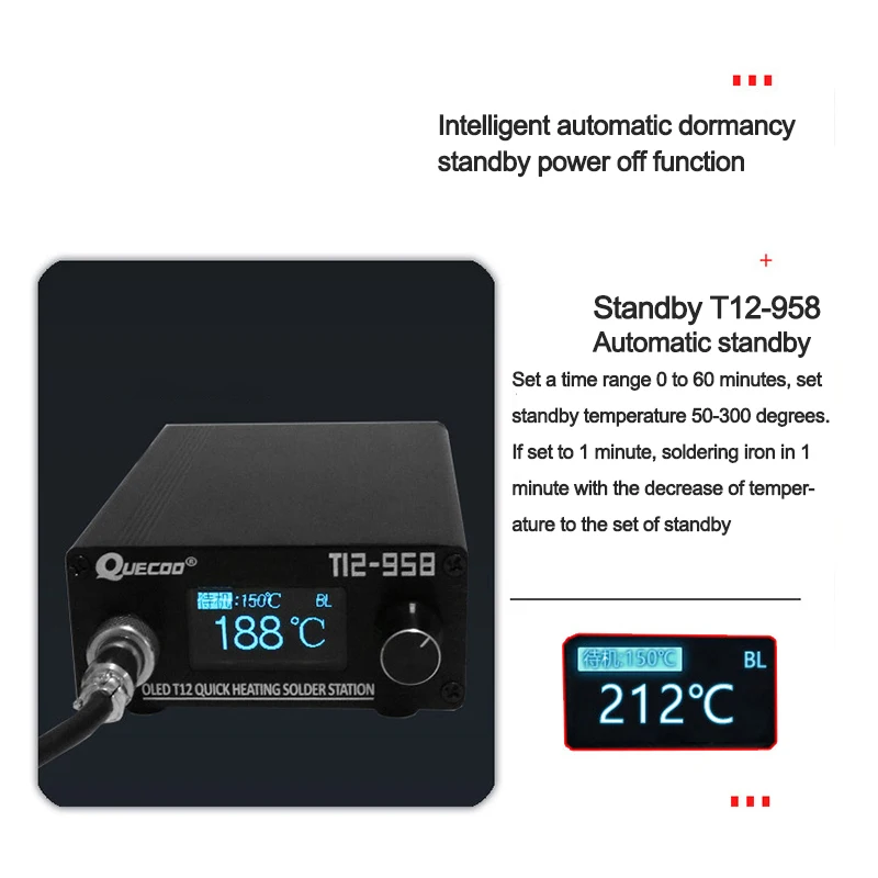T12-958 Mini Intelligent Soldering Station STM32 OLED Digital Display Adjustable Quick Heating Solder Iron Portable Welding Tool
