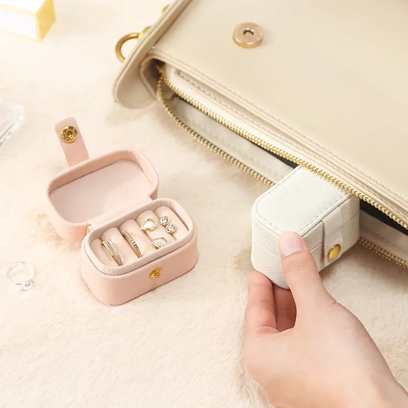 Travel Organizer for Earrings Portable Jewelry Organizer PU Leather Storage Box Mini Box for Jewelry,Small Box for Rings