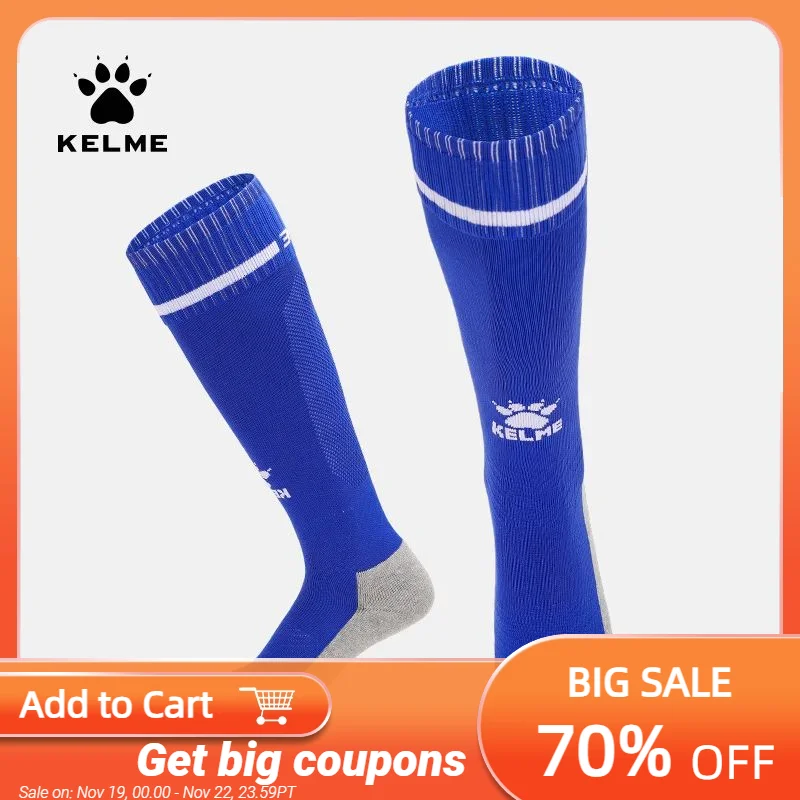 

KELME Kid Soccer Socks Football Stockings Training Competition Basketball Over Knee High Breathable Sports Socks 8101WZ3001