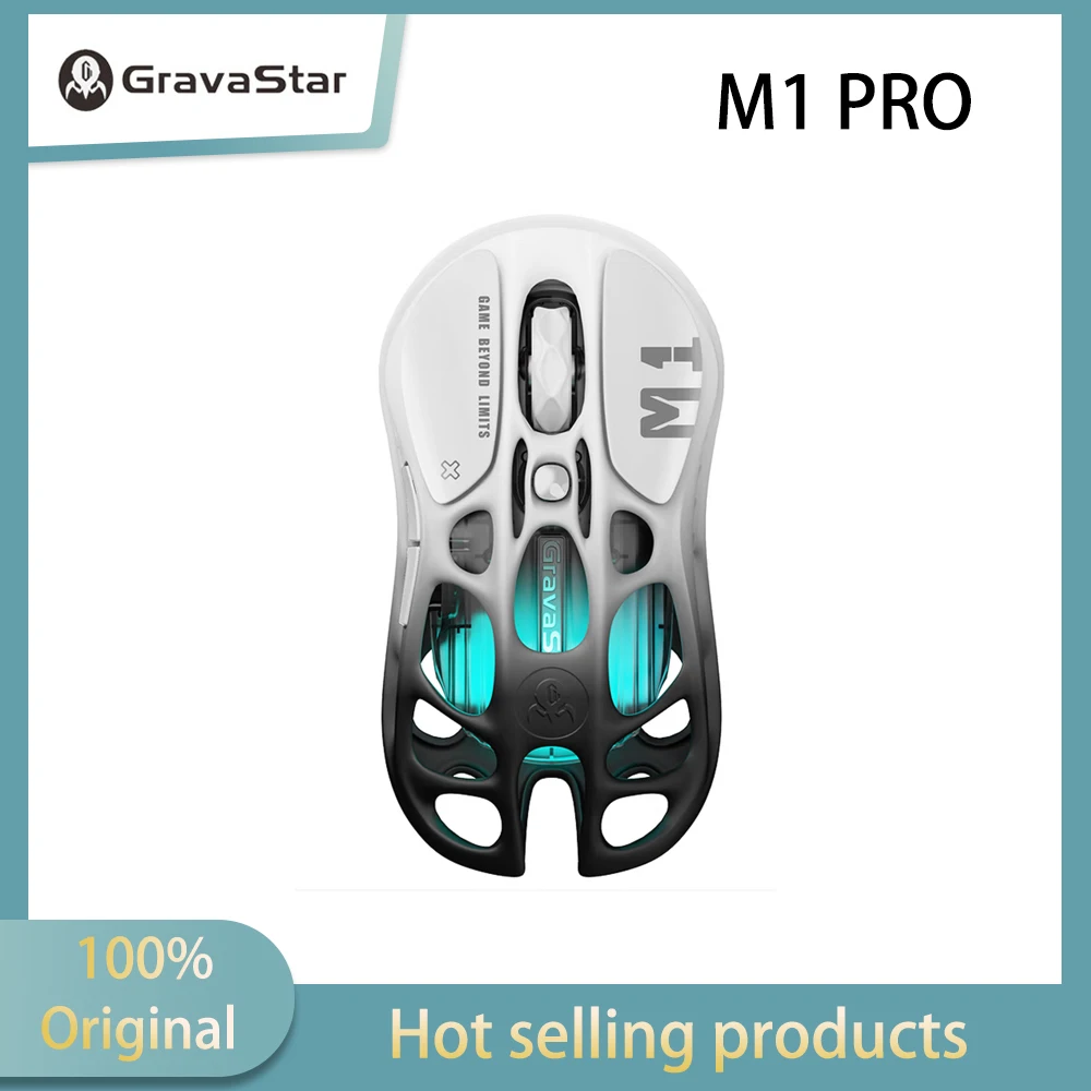 GravaStar M1 PRO Mouse Wireless/Wired Bluetooth Gaming Home Esports 3395 Engine 200 Hours Ultra Long Battery Life Macro Button