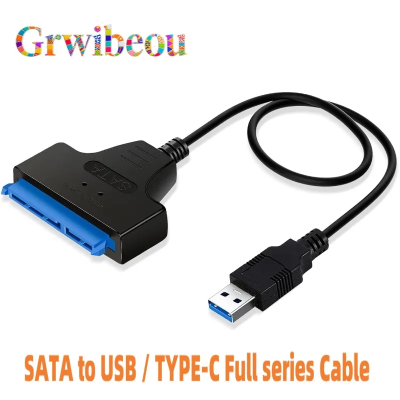 Kabel SATA do USB 3.0/2.0 dla dysków HDD/SSD 2,5 cala, adapter USB do SATA III 6 Gbps do zewnętrznego dysku twardego, 22-pinowy