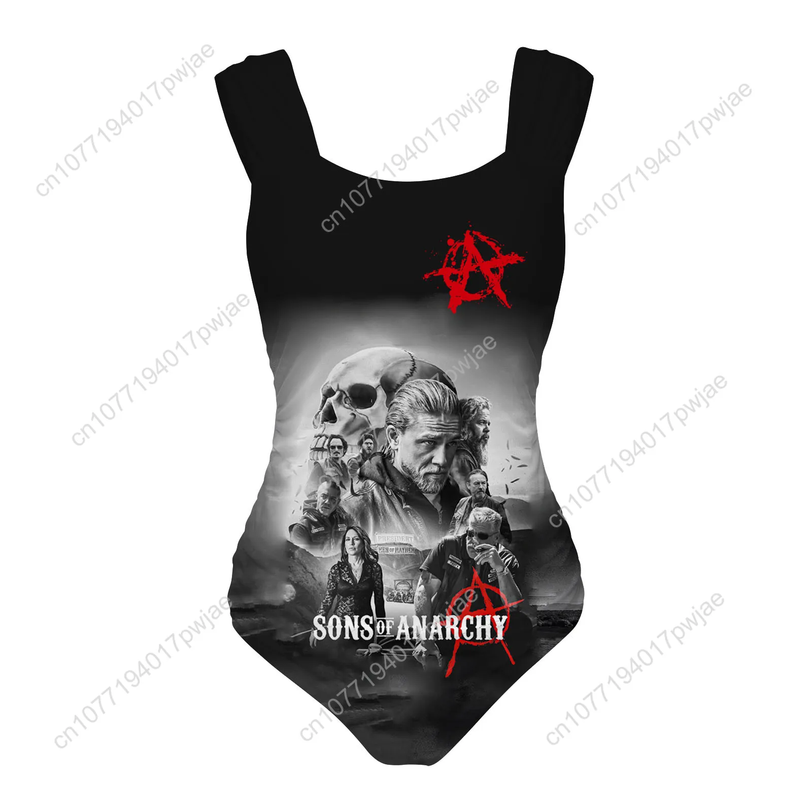 ชุดว่ายน้ำวันพีซแบบสายกว้างสำหรับผู้หญิง ลาย Sons Of Anarchy SOA ชุดว่ายน้ำสำหรับงานปาร์ตี้ริมสระน้ำ ชายหาด บิกินี่เซ็กซี่ ชุดชายหาดแบบกำหนดเองได้