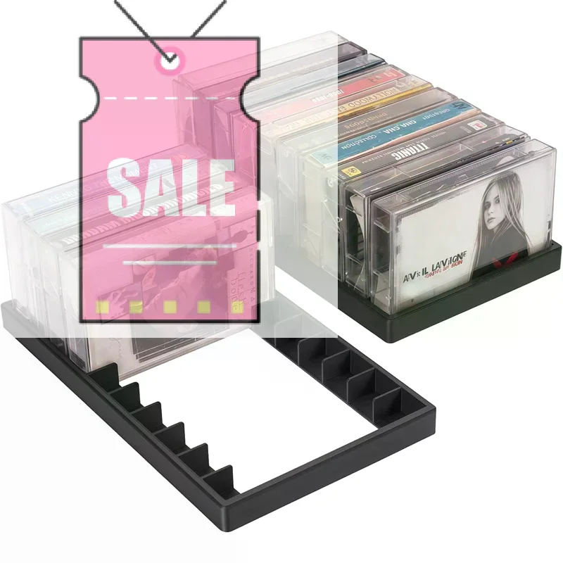 1Pcs Black Plastic Cassette Tape Holder Box With Magnetic Closure Large Capacity Compact Organizer Stores Up To 10 Tapes