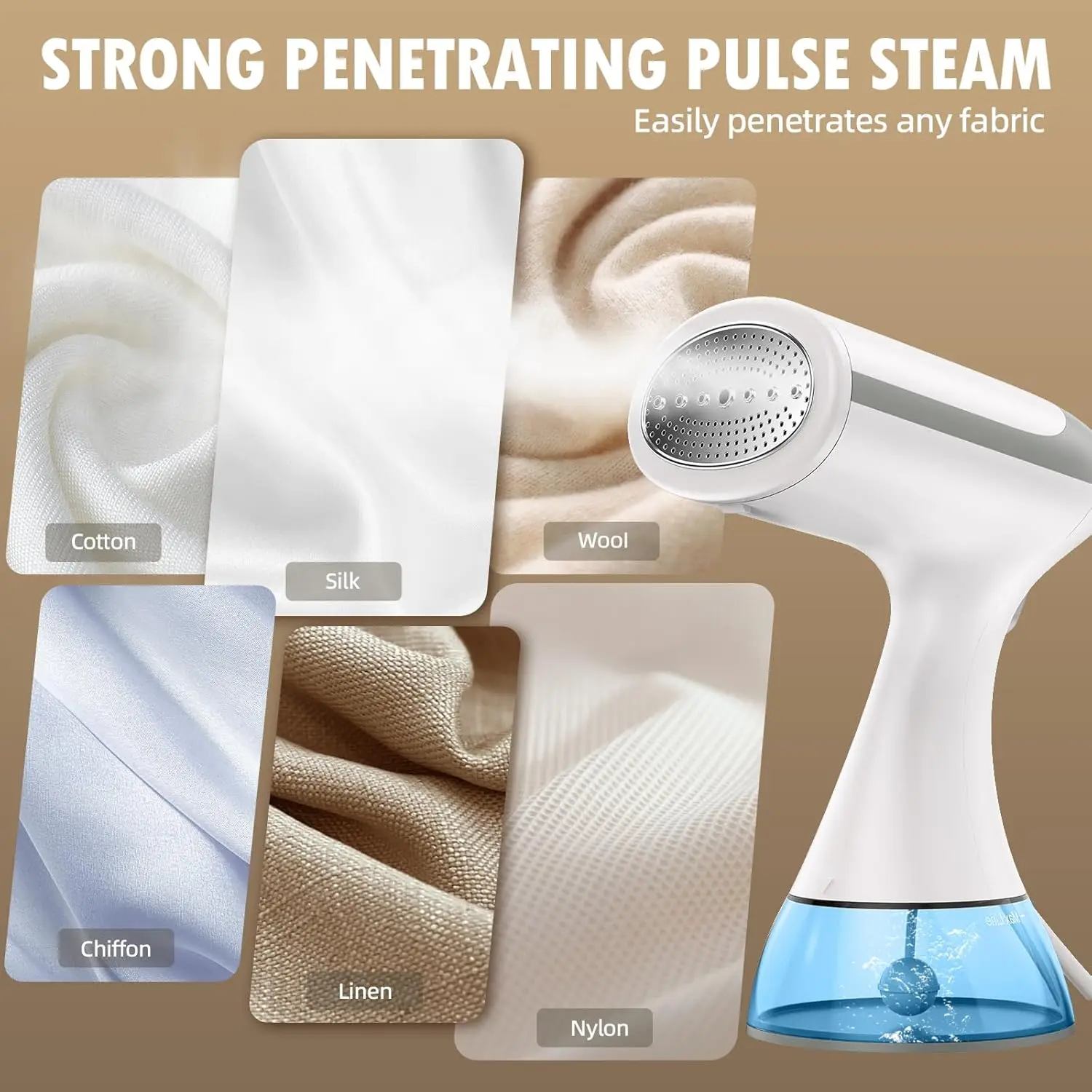 مكواة بخار للملابس مع خزان مياه قابل للإزالة 300 مل، 1500 وات، تسخين سريع لمدة 20 ثانية، مكوّاة مبللة معلقة #5