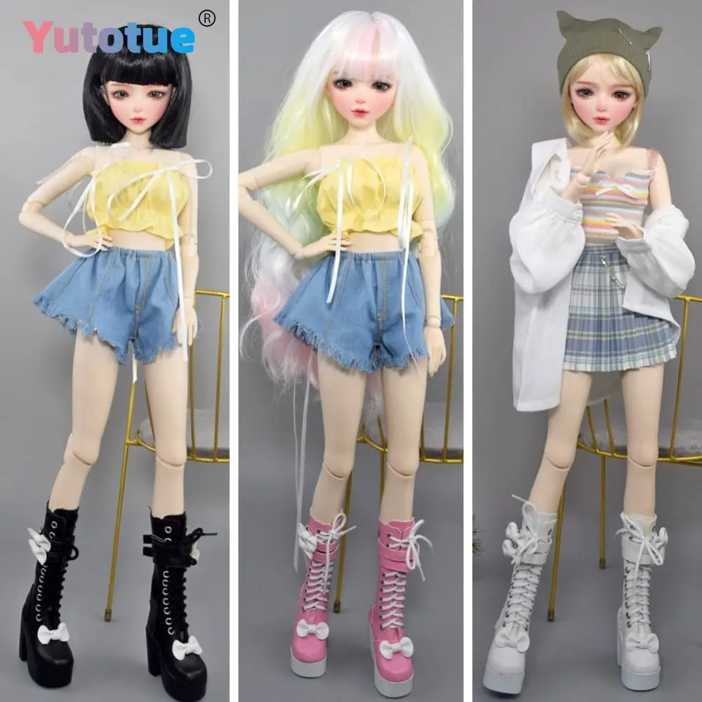 

Yutotue 1pair 1/3 BJD Doll Shoes About 60cm Dolls Long Boots Bow High Heels Shoes for BJD Dolls DIY Accessories