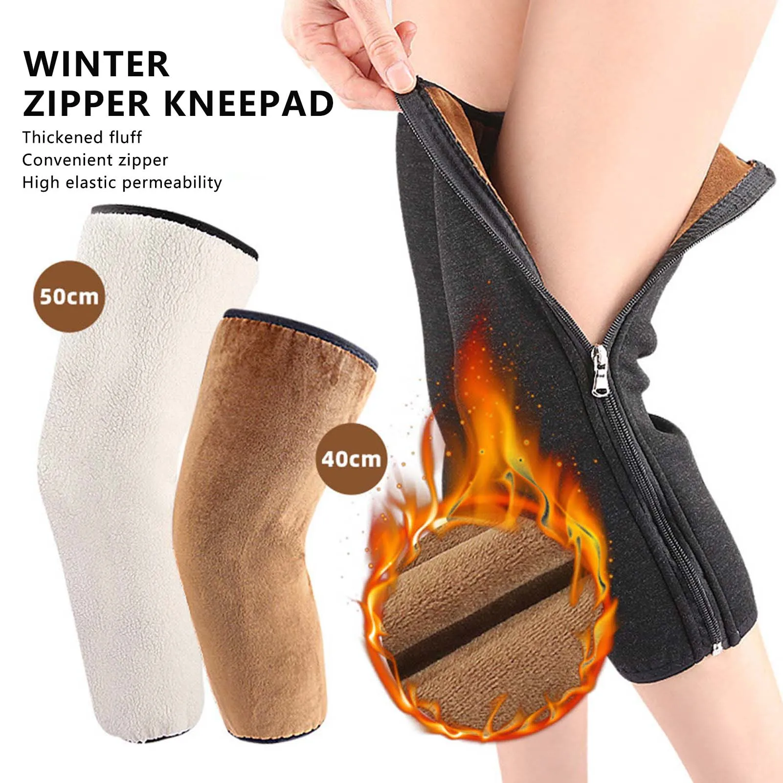 

40/50cm Winter Leg Warmer Thickened Plush Warmful Knee Pad Winter Autumn Outdoor Cycling Riding Windproof Comfortable Leg Cover