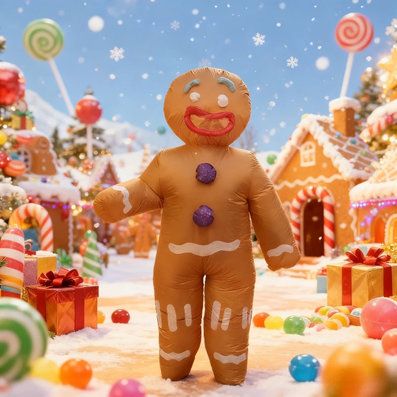 

Bizarre Christmas cosplay inflatable costume novel gingerbread man blow up Christmas New Year party cosplay dress up costume