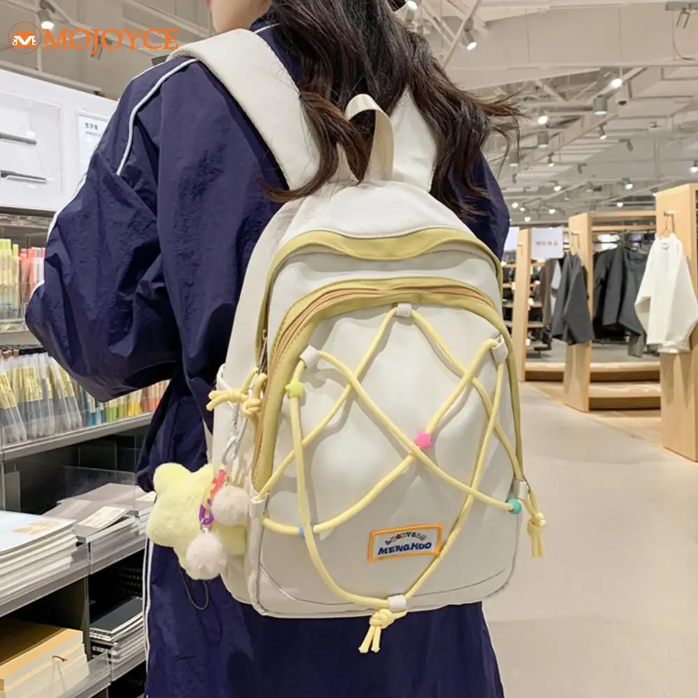 Korean Dopamine Design Fashion Backpack for Girls Preppy Student Rucksack Large Cpacity Teen Nylon School Bags Aesthetic Bookbag