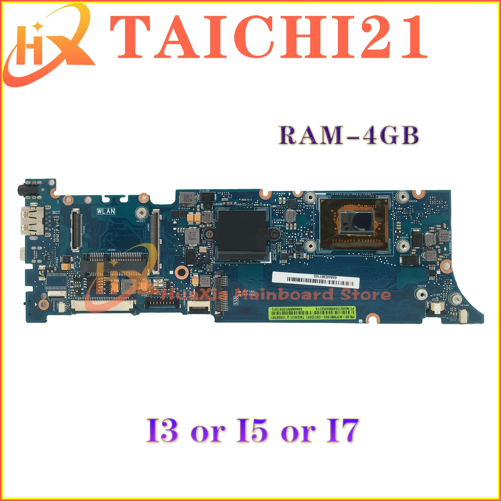 

KEFU Notebook TAICHI21 Mainboard For ASUS TAICHI 21 Laptop Motherboard Maintherboard With I3-3217U I5-3317U I7-3537 CPU 4GB/RAM