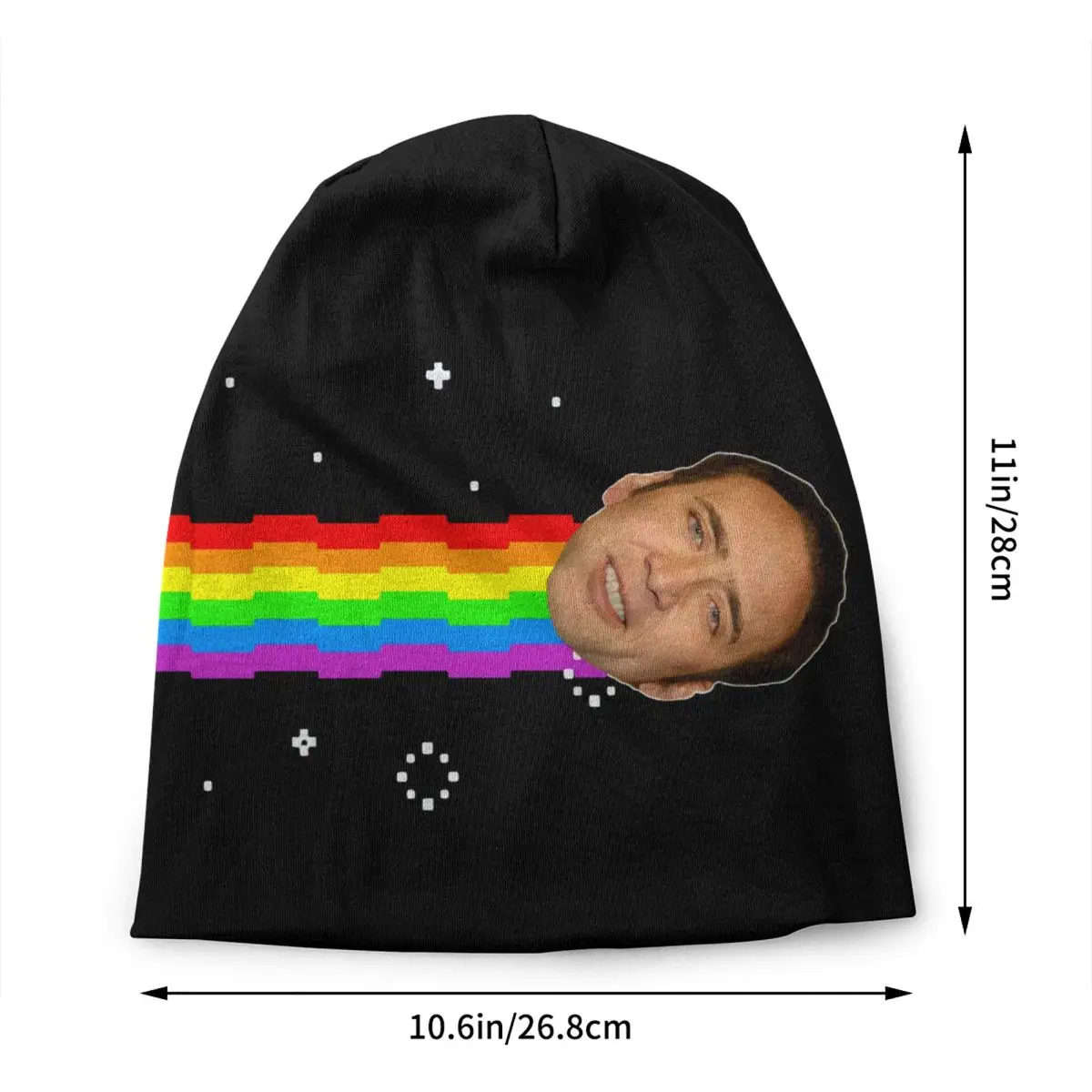 Custom Nicolas Cage Nyan Meme Bonnet Hats Hip Hop Knitted Hat For Women Men Winter Warm Skullies Beanies Caps