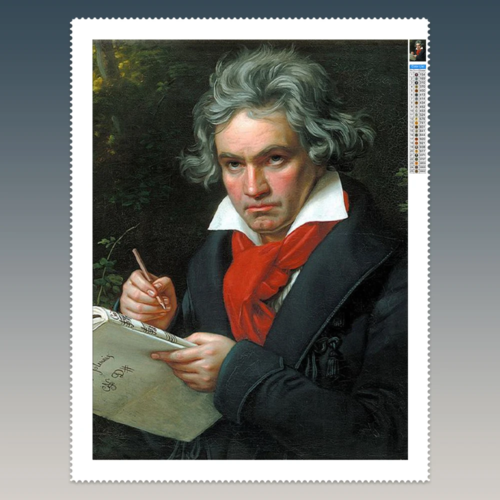 Musician Diamond Painting Kit Beethoven Portrait Diy Diamond Embroidery Cross Stitch Interesting Hand Gift Retro Home Wall Decor