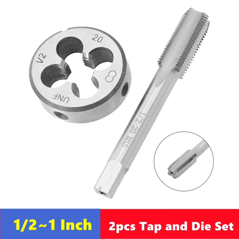 2pcs American tap die set 1/2 9/16 5/8 11/16 3/4 13/16 7/8 1inch,