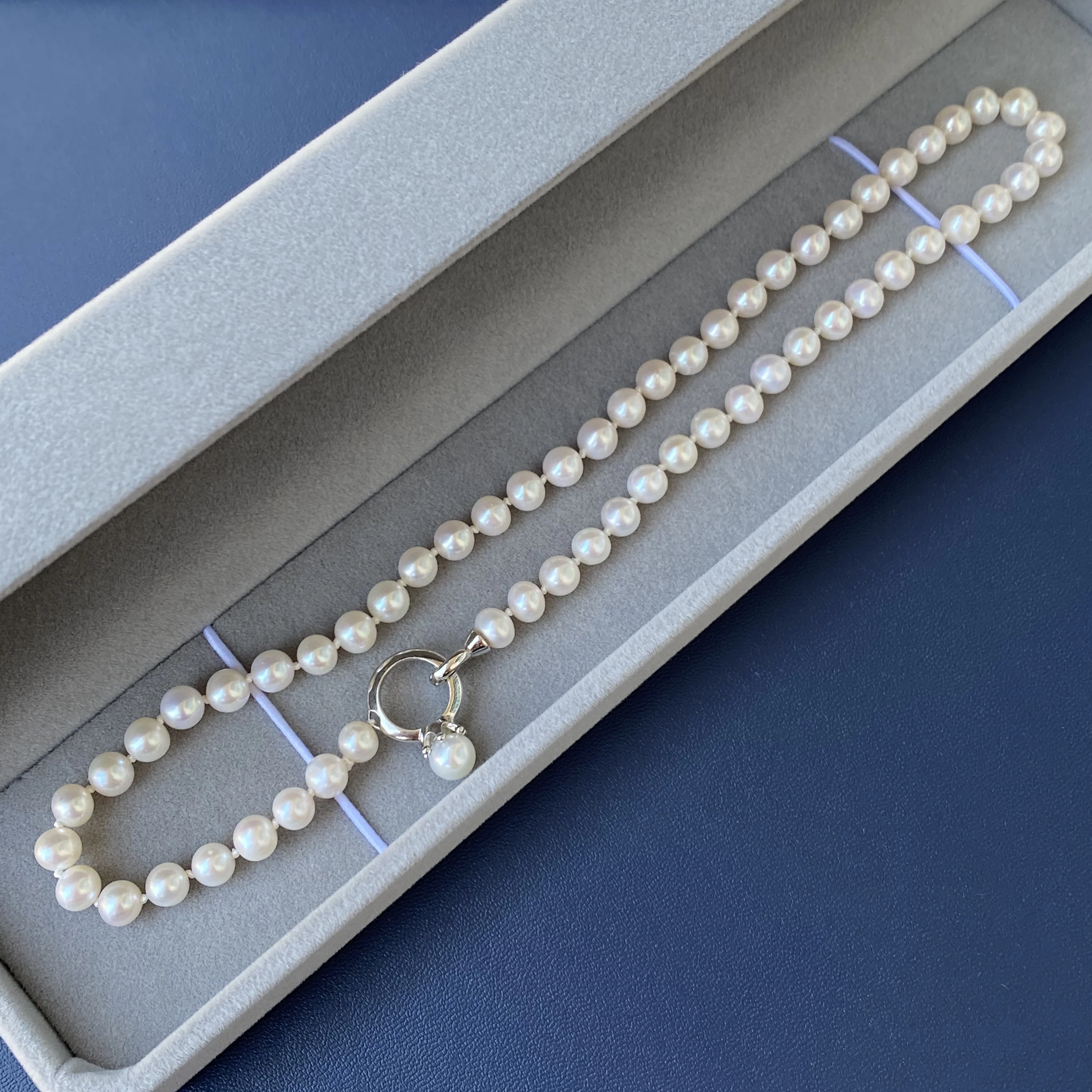 

Ожерелье из натурального жемчуга AAAA-7-8 мм с круглым жемчугом Южного моря, элегантное ожерелье с подвеской 18 дюймов, 925-е годы