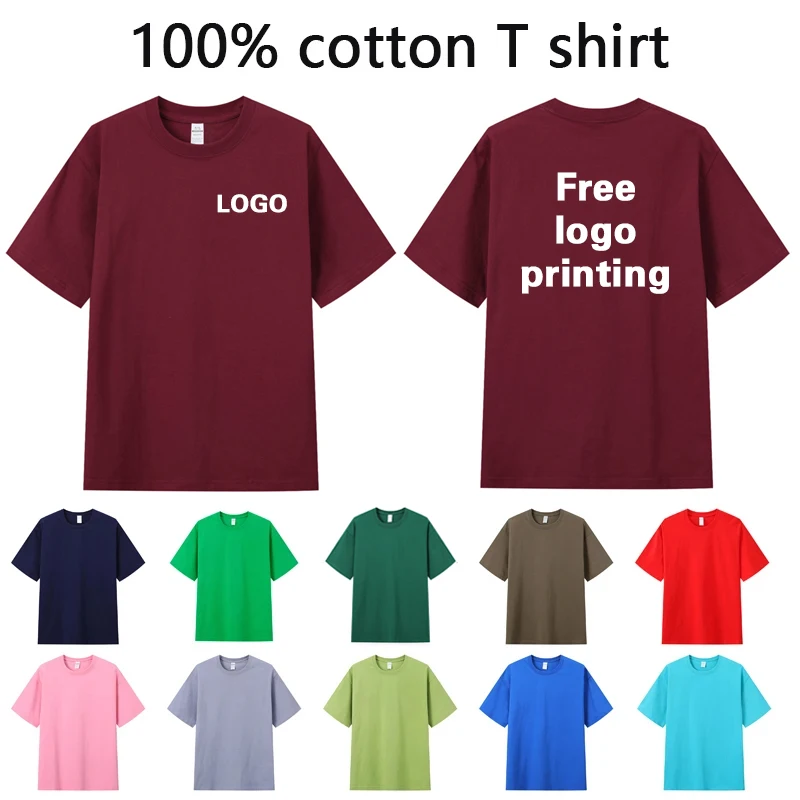 230g Men's Cotton T Shirt Personalized Customization With Free Logo Printing Design Patterns Summer Short Sleeved Clothes Top