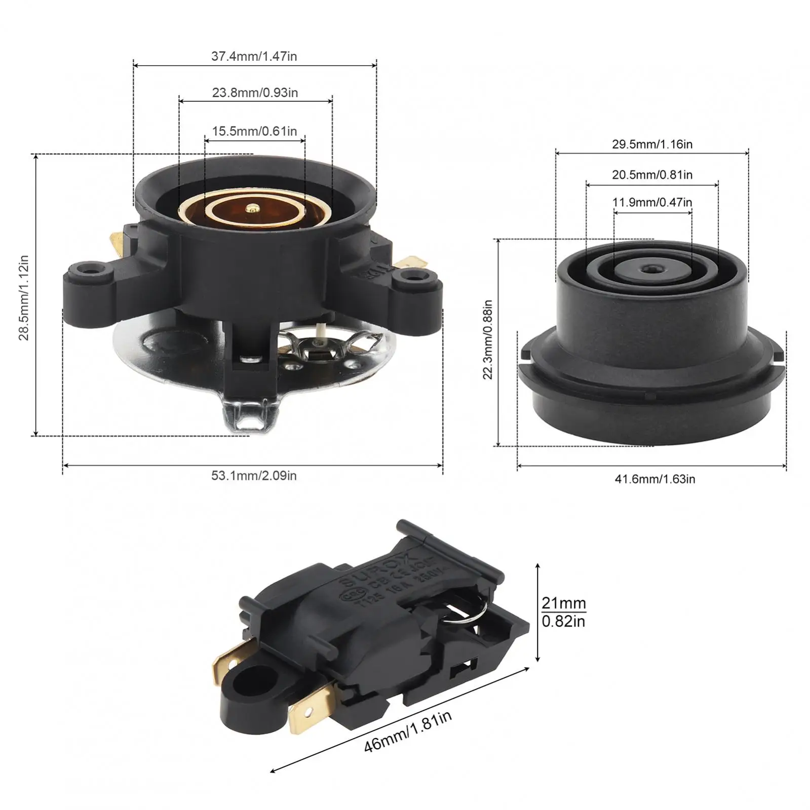 3pcs/set Electric Kettle Accessories Base Thermostat Temperature Switch Connector Coupler Socket Household Acessories