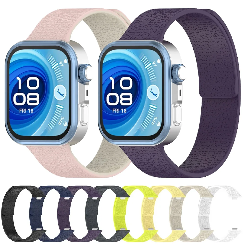 Litchi Grain Silikonarmband für Huawei Watch Fit 4Pro Fit 4 Magnetisches Uhrenarmband Austauschbarer Gürtel für Huawei Watch Fit 3 Zubehör