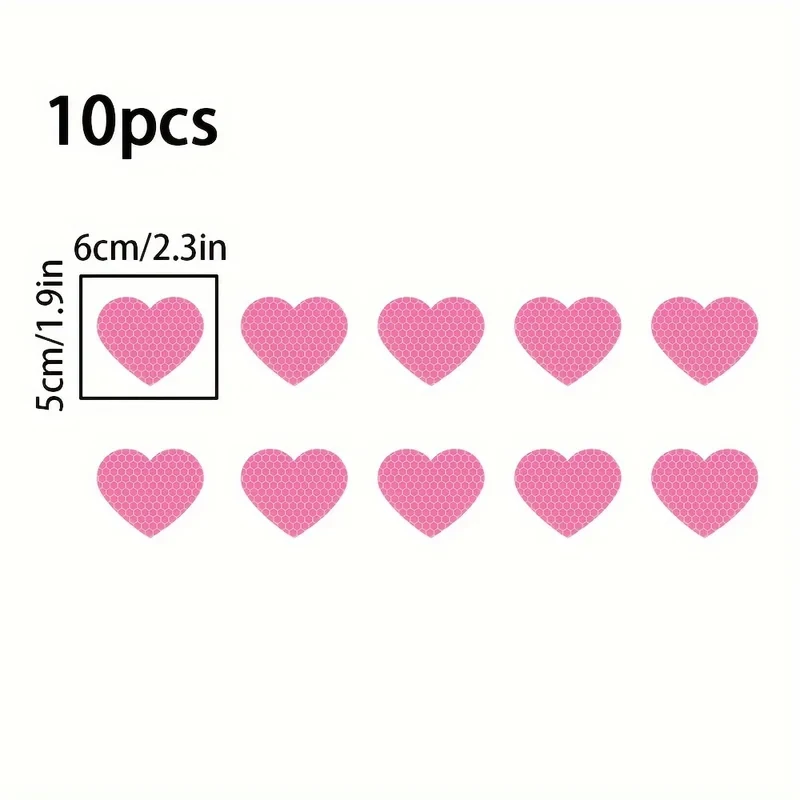 Heart-shaped reflective car stickers, used for safe driving at night, bumpers, and warning decorations on motorcycle helmets