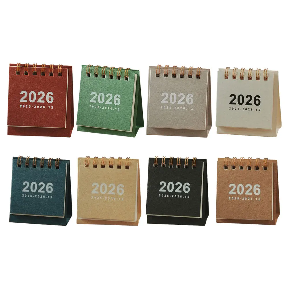

8Pcs Mini Desk Calendar 2026 Small Standing Flip Monthly Desktop Twin-Wire Binding Portable Lightweight Office Home School