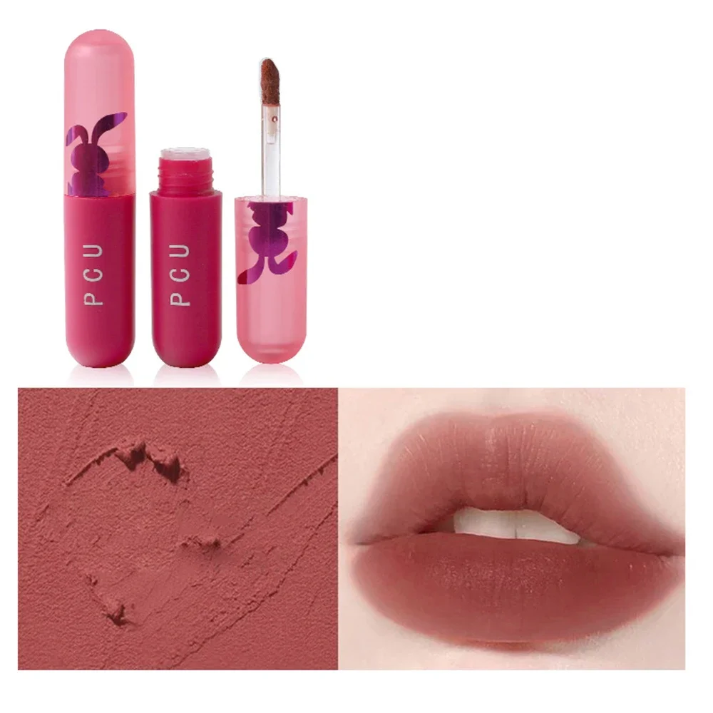 2024 neue süße Kaninchen flüssigen Lippenstift wasserdicht matt nackt Lippenstift Pigment Rose lila rot lang anhaltende Lip gloss Frauen Make-up