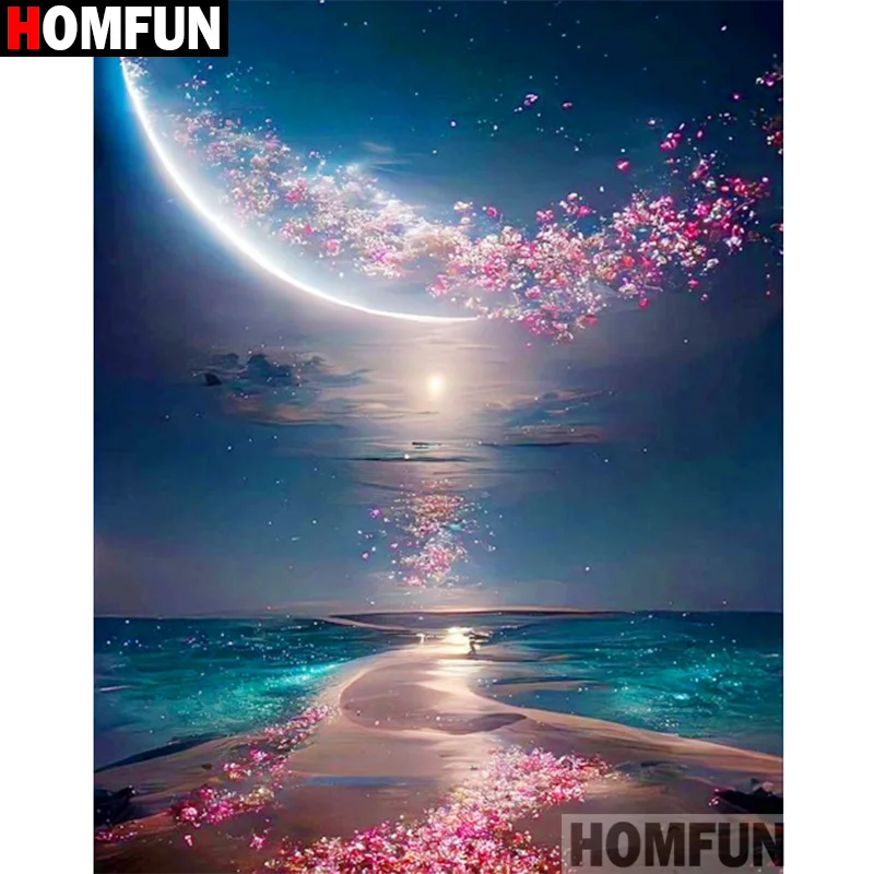 HOMFUN 5D Diamond Pattern Rhinestone Needlework Diy Diamond Painting Cross Stitch 