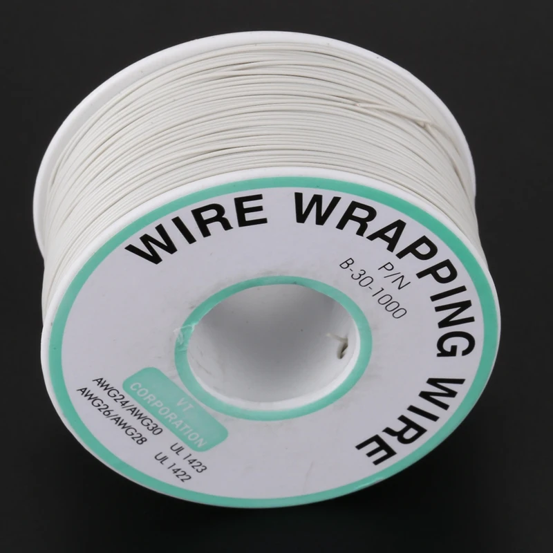 305M White PVC Coated Tin Plated Copper Wire Wire-Wrapping 30AWG Cable Roll