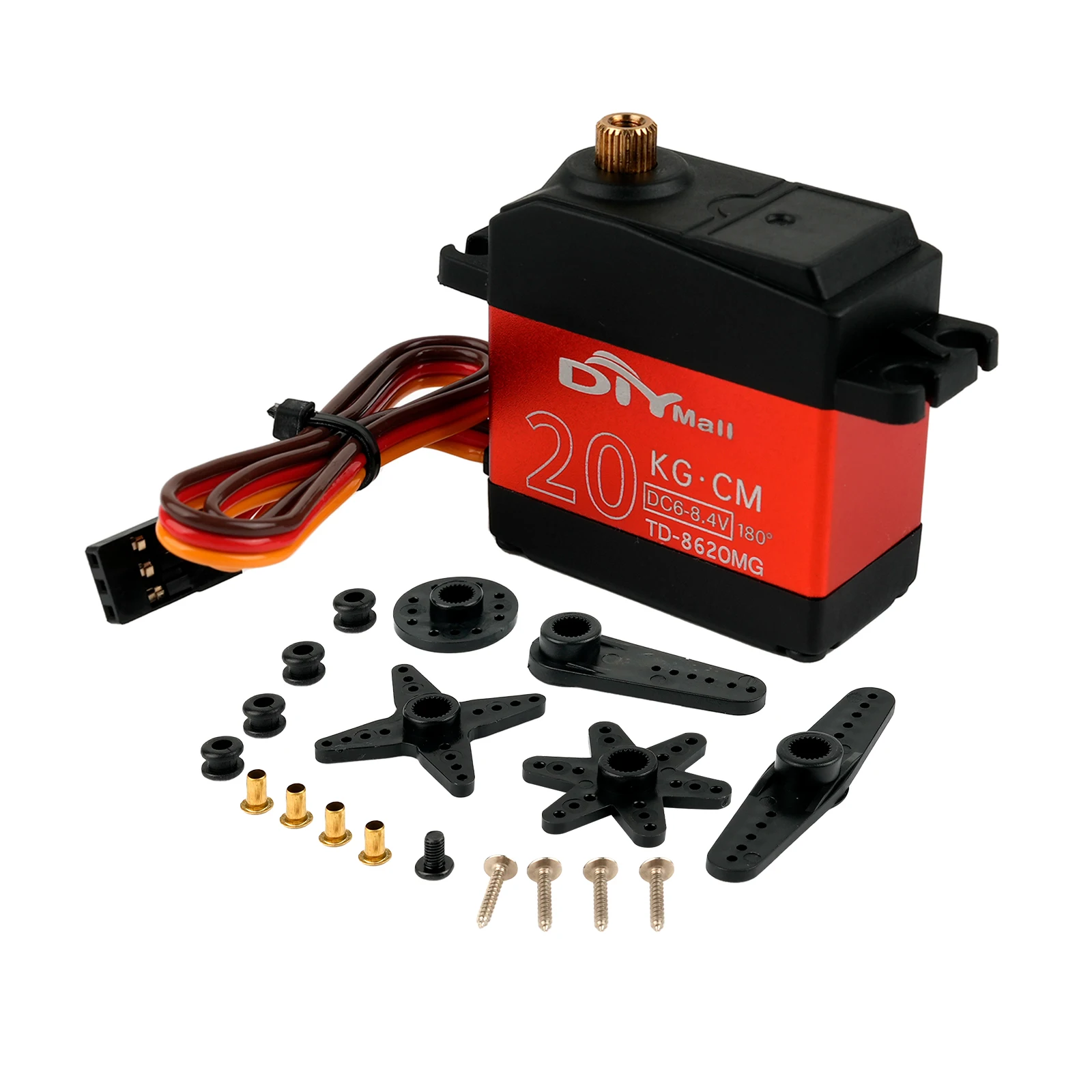 

20kg.cm Digital Standard RC Servo DC6-8.4V Metal Gear High Torque 180/270/360° RC Servo Motor for 1/8 1/10 Robot Cars Aircraft