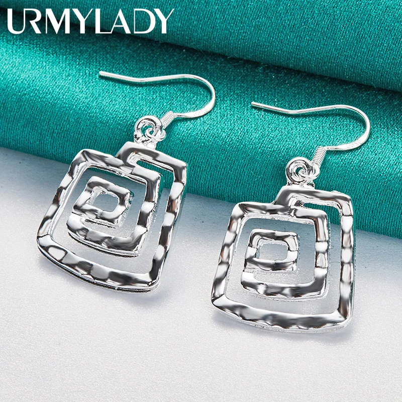 

URMYLADY 925 Sterling Silver Whirlpool Earrings For Women Charm Wedding Party Fashion Jewelry