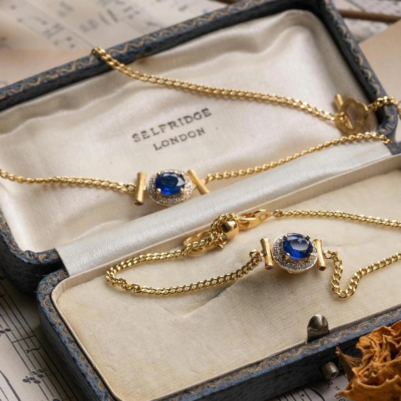 Design ispirato argento intarsiato gemma blu catena cubana set di gioielli braccialetto collana alla moda e squisita per regalo donna