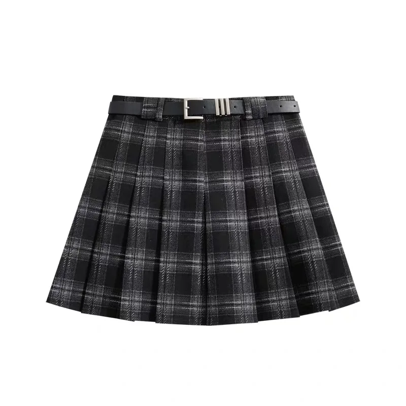 Pleated Skirt for Women 2024 Autumn and Winter New Fashion Stylish High Waisted Short Checked Skirts Temperament Short Skirts