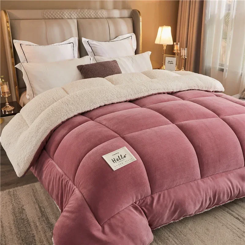 Winter Bedding Thick Quilt Blanket Thickened Warm Flannel Fleece Comforter for Cold Nights Set Bed Duvets Quilts The Blankets