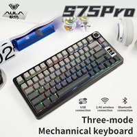 AULA S75Pro Gaming Keyboard Tri Mode Gasket Structure RGB Wireless Keyboard 4000mAh with LED Screen Knob PC Gamer Accessories