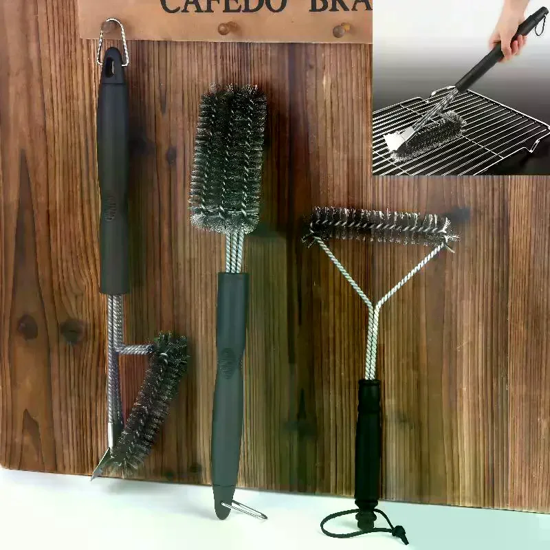 Professional BBQ Grill Brush Made Of Stainless Steel Wire: Triangular Scrubbing Multipurpose Cleaning