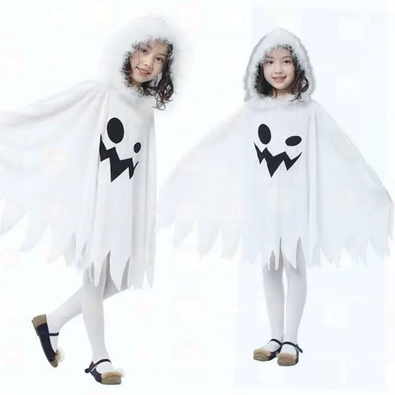 

White Ghost Costume Witch Outfit with Cute Elf Trim Halloween Cosplay Dress Chinese Manufacturer No Brand Listed 2024 Fall Se...