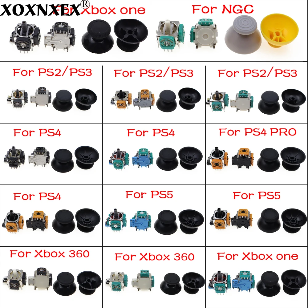 PS2 PS3 PS4 Pro PS5 3D 아날로그 조이스틱 센서 모듈 교체용 NGC Xbox 360 One 컨트롤러 썸스틱 캡