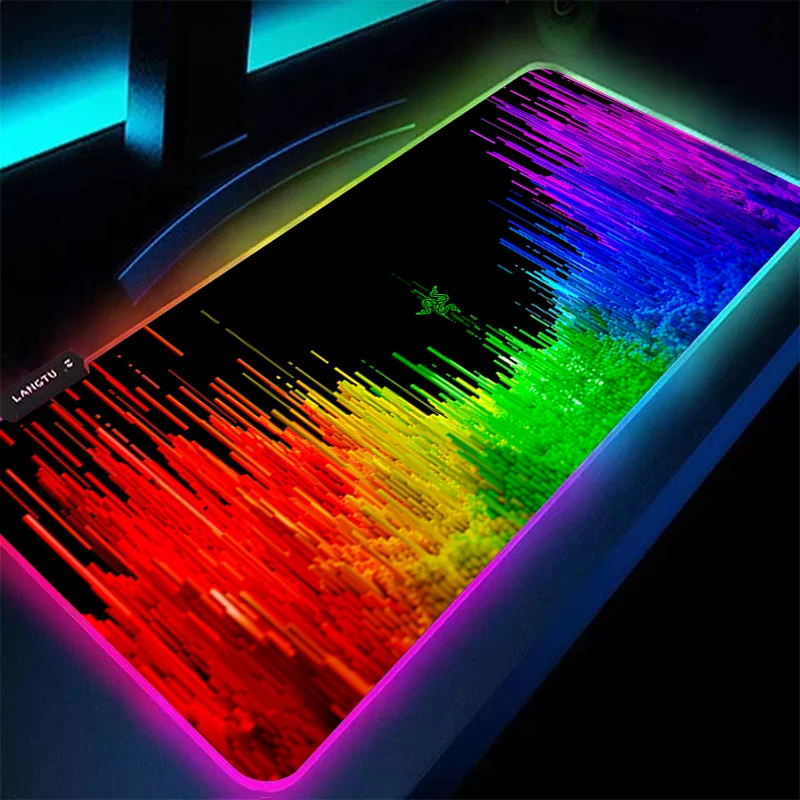 

Razer RGB LED Роскошный модный коврик для мыши Аксессуары для ПК Коврик для мыши Мягкие игровые коврики Резиновый удлиненный коврик для ноутбука HD Нескользящий настольный коврик